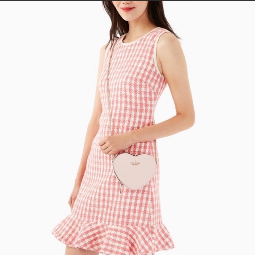 NEW KATE SPADE PINK GINGHAM TWEED MINI DRESS SIZE 2